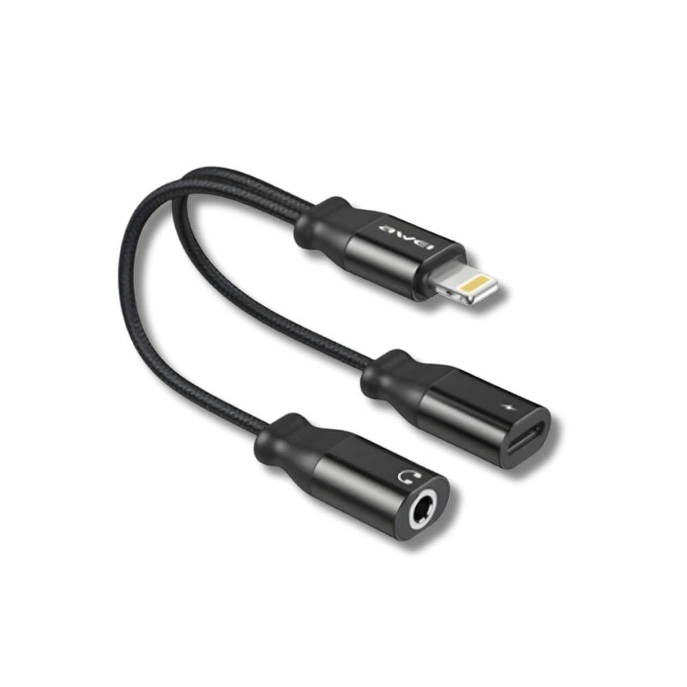 Adaptateur Audio AWEI CL73 Lightning To Jack (3.5mm) / Lightning Femelle – Image 1